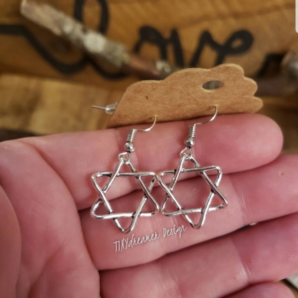 Hanukkah STAR of David earrings Silver Festival of Lights Bar Mitzvah Gift idea - Picture 7 of 10